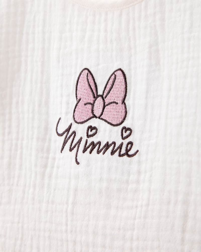 Toddler 2-Piece Minnie Mouse Flutter-Sleeve Gauze Top & Short Set - Cream, image 2 of 3 slides