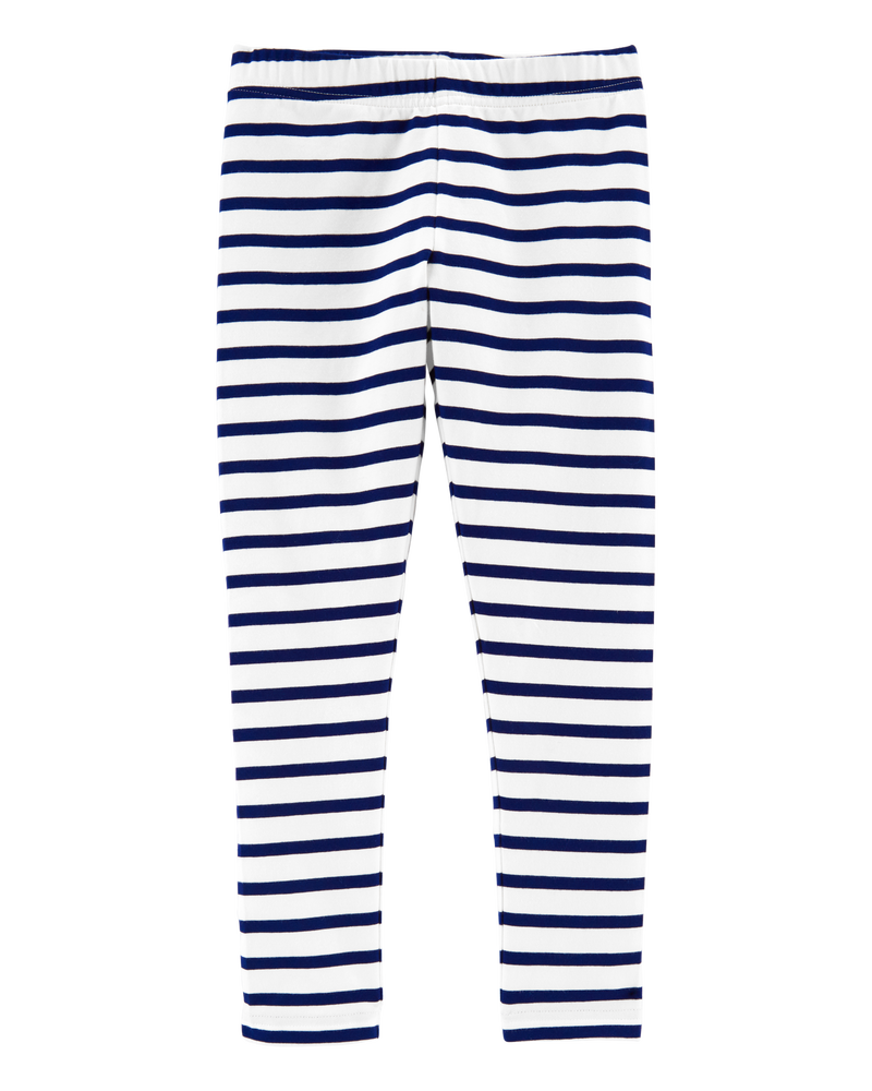Girls Striped Cotton Stretch Leggings, image 1 of 3 slides