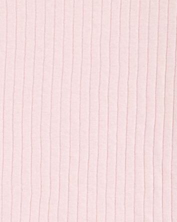 Kid Solid Ribbed Cotton Blend 2-Piece Pajamas - Pink, 