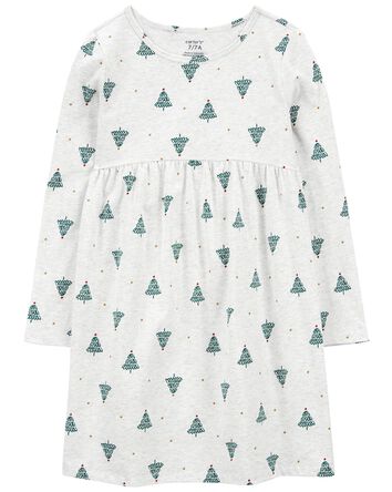 Kid Christmas Tree Jersey Dress, 