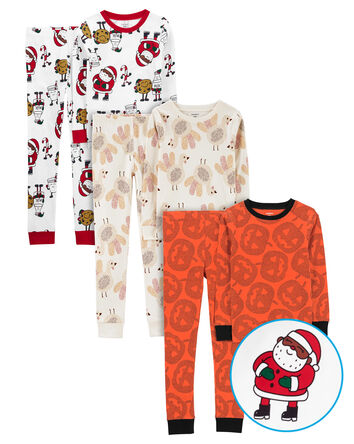 Kid 6-Piece Holiday 100% Cotton Snug Fit Cotton PJs, 