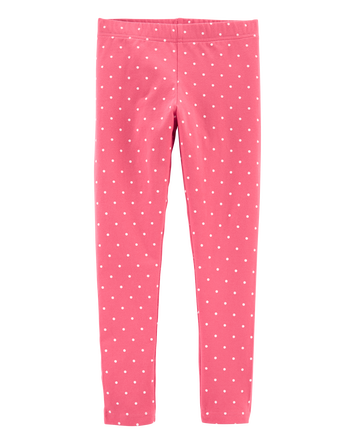Kid Cotton Polka Dot Stretch Leggings, 