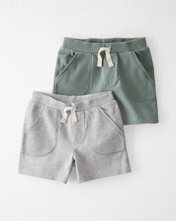 Toddler 2-Pack Organic Cotton Waffle Knit Shorts, 