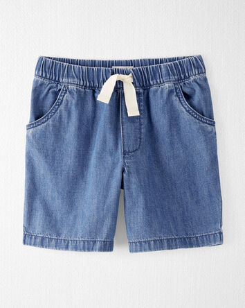 Kid Organic Cotton Chambray Drawstring Shorts, 