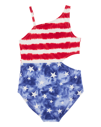 Kid 1-Piece Cut-Out Fourth of July Swimsuit, 