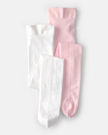 Girls 2-Pack Tights - Pink/White, 