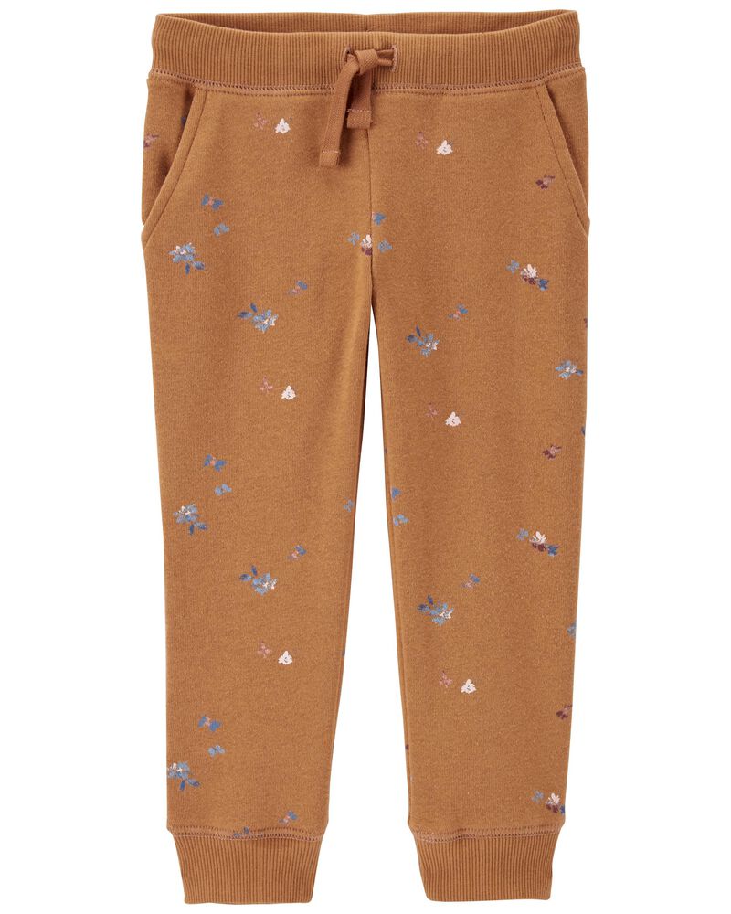 Baby Pull-On Floral Print Fleece Pants, image 1 of 1 slides