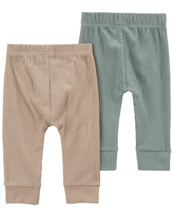 Baby 2-Pack Pull-On Drop Needle Pants, 