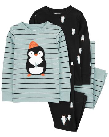 Toddler 4-Piece Penguin 100% Snug Fit Cotton Pajamas, 