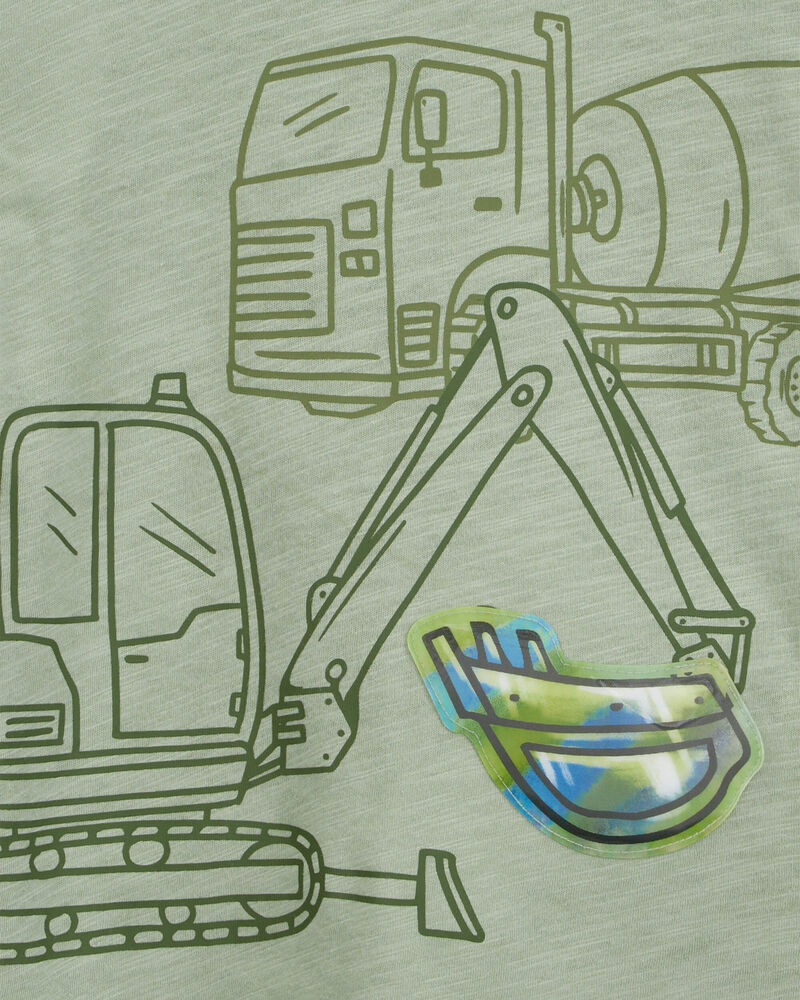 Baby Construction Cotton Blend Long-Sleeve Tee - Green, image 4 of 5 slides