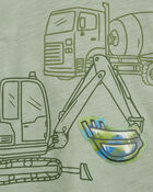 Baby Construction Cotton Blend Long-Sleeve Tee - Green, image 4 of 5 slides