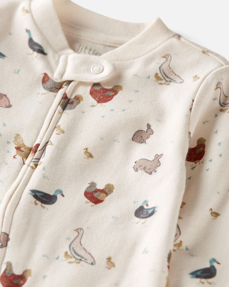 Baby Organic Cotton Sleep & Play Pajamas in Farm Friends Print, image 2 of 5 slides