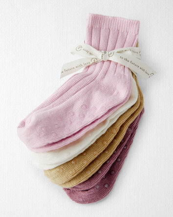 Toddler Girl Toddler Girl 4-Pack No-Slip Socks Made with Organic Cotton, 