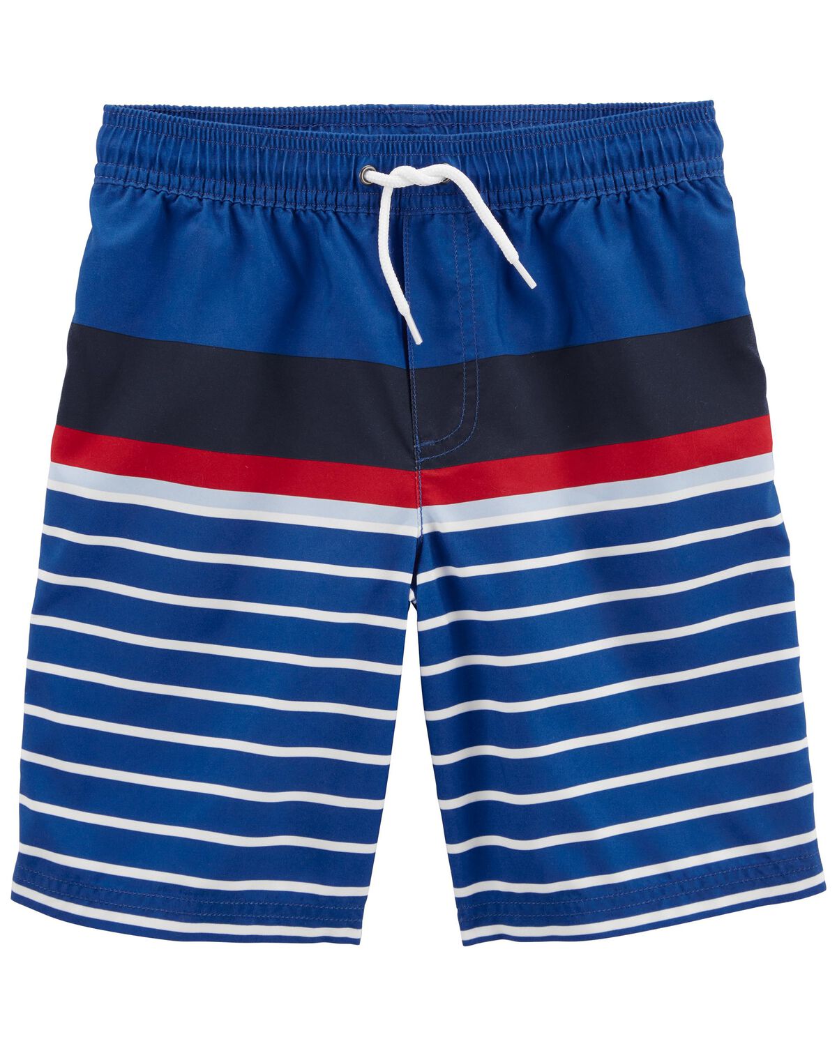 Blue Kid Striped Swim Trunks