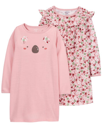 Kid 2-Pack Long-Sleeve Nightgowns, 