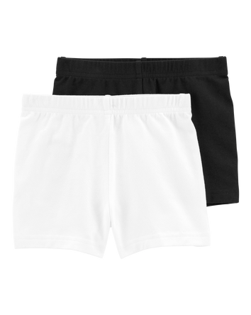 Toddler 2-Pack Black/White Bike Shorts, 