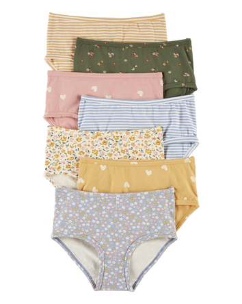 Kid 7-Pack Floral Brief Stretch Cotton Underwear, 