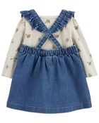 Baby 3-Piece Bodysuit & Denim Jumper Set, image 2 of 6 slides