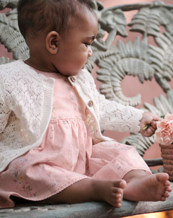 Baby Girl Ruffle Dress Made with Organic Cotton in Spring Garden Print, 