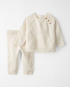 Baby Organic Cotton Sweater Knit Pullover Set in Cream, image 1 of 5 slides