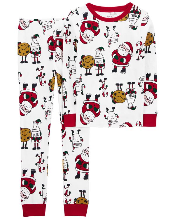 Beige Santa Kid 2Piece Santa Cookies 100 Snug Fit Cotton Pajamas