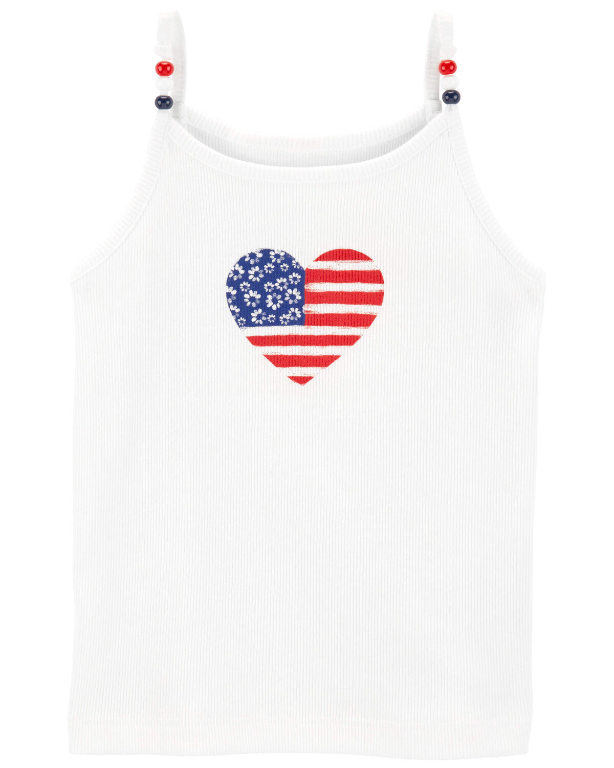 White Toddler 4th Of July Heart Tank