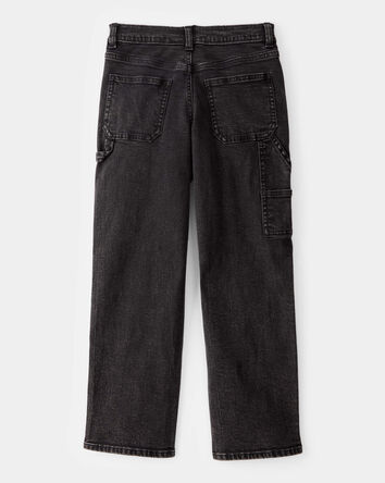 Kid Baggy Iconic Denim Cargo Pants - Black Wash, 