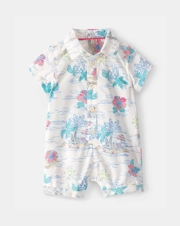 Baby Boy Tropical Beach Short-Sleeve Romper, 
