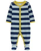 Baby Striped Snap-Up Cotton Blend Sleep & Play Pajamas, image 1 of 3 slides