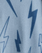 Boys Lightning Print Fleece Long-Sleeve Loose Fit 1-Piece Pajamas - Blue, image 2 of 3 slides