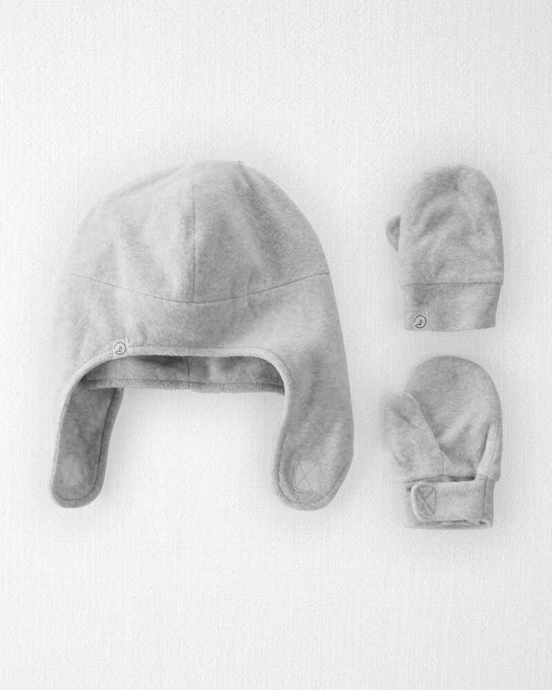 Toddler 2-Pack Recycled Fleece Hat and Mittens Set, image 1 of 3 slides