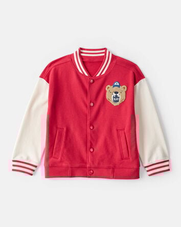 Toddler Boy Bear Long-Sleeve Varsity Fashion Jacket - Red, 