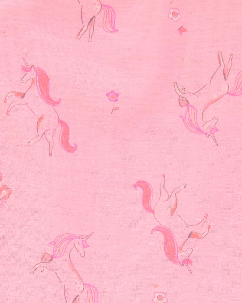 Toddler Unicorn Print Loose Fit 2-Piece Pajamas - Pink, image 2 of 3 slides