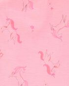 Toddler Unicorn Print Loose Fit 2-Piece Pajamas - Pink, image 2 of 3 slides