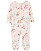 Baby Zip-Up Floral PurelySoft Sleep & Play Pajamas, image 1 of 5 slides