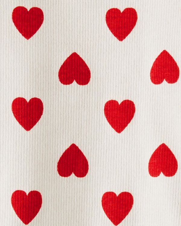 Heart Print on Sweet Cream Baby Organic Cotton 2Piece Pajamas