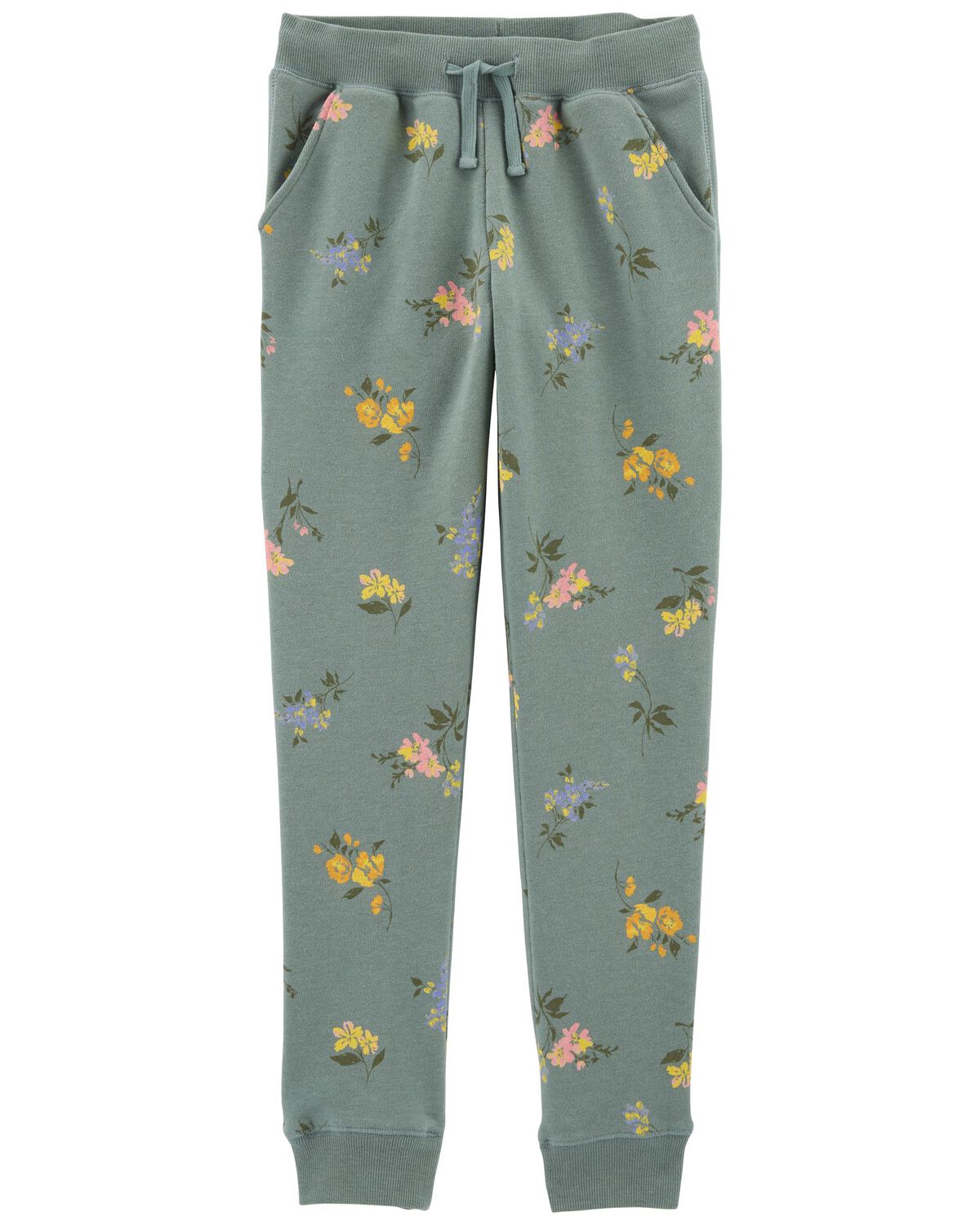 Kid Floral Print Pull-On Fleece Pants
