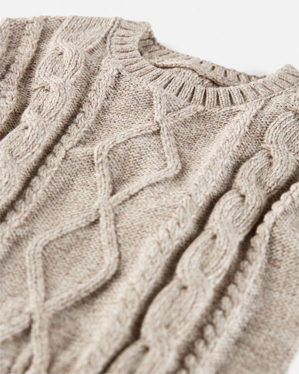 Baby Organic Cotton Cable Knit Sweater in Cream