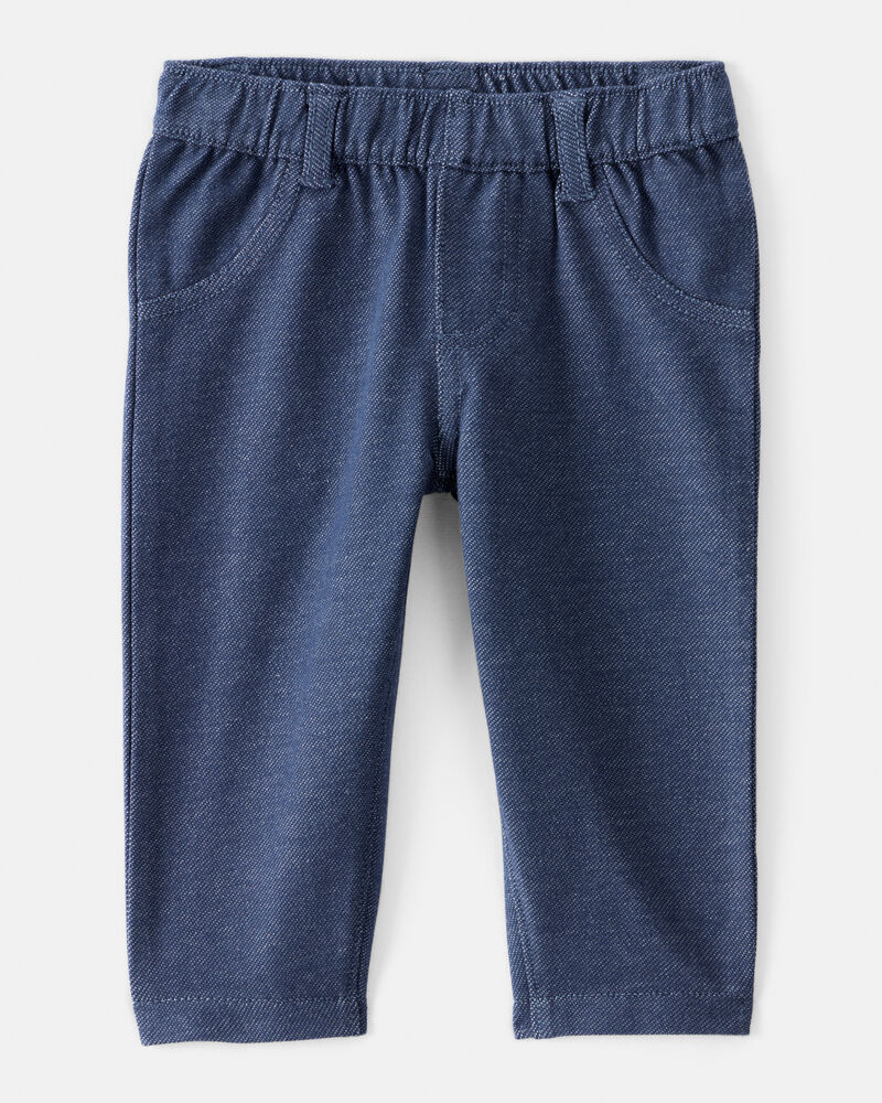 Baby Girl Knit Pull-On Pants - Navy Blue, image 1 of 4 slides