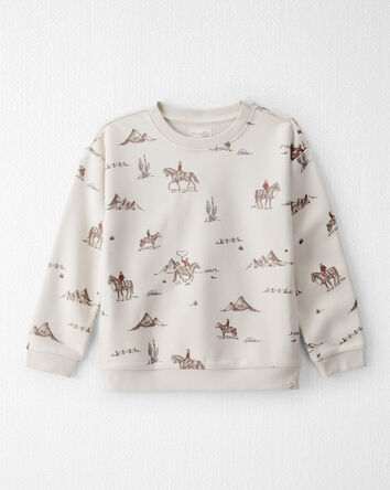 Kid French Terry Sweatshirt Made with Organic Cotton in Western Rodeo Print, 