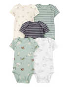 Baby Boy 5-Pack Dog Short-Sleeve Cotton Bodysuits, image 1 of 7 slides