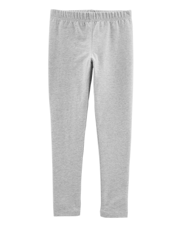 Girls Cotton Stretch Leggings - Grey, 