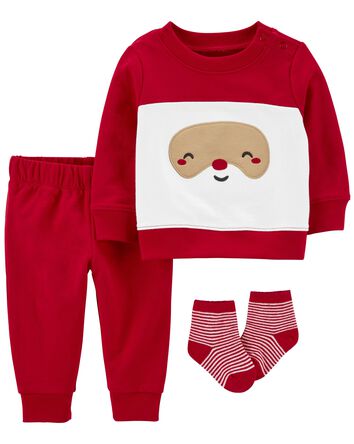 Baby 3-Piece Santa Outfit Set, 