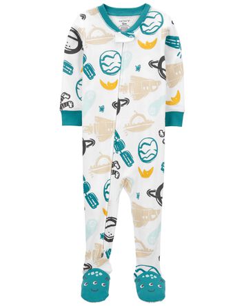 Baby 1-Piece Space 100% Snug Fit Cotton Footie PJs, 