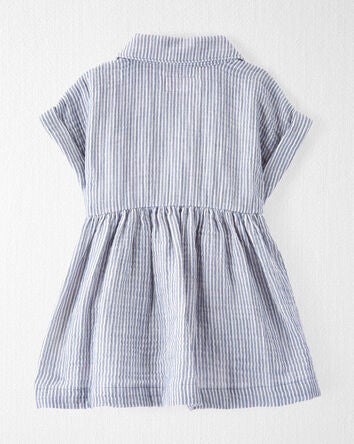 Baby Organic Cotton Striped Button-Front Dress, 