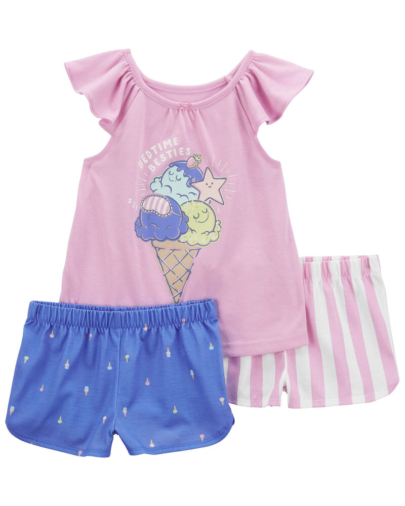 Toddler 3-Piece Ice Cream Loose Fit Pajama Set, image 1 of 3 slides