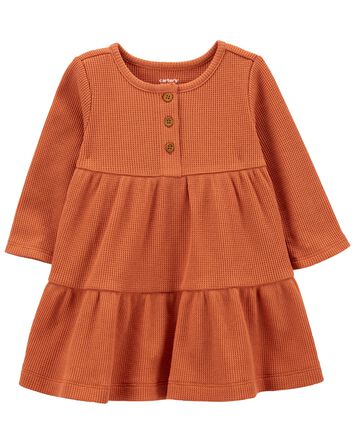 Baby Long-Sleeve Tiered Thermal Dress, 