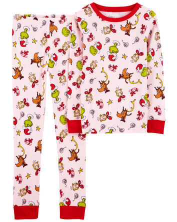 Kid 2-Piece Christmas Grinch 100% Snug Fit Cotton Pajamas, 