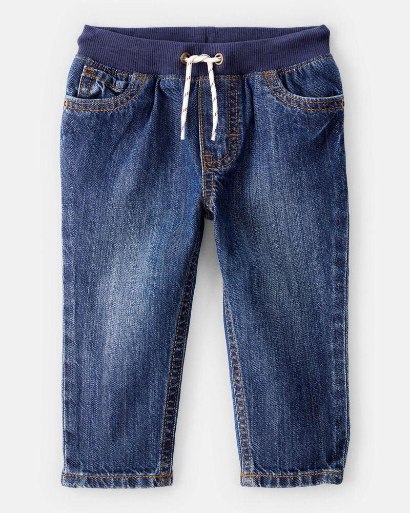 Baby Pull-On Denim Pants - Blue, image 1 of 4 slides