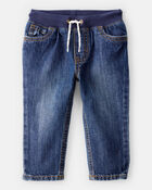 Baby Pull-On Denim Pants - Blue, image 1 of 4 slides
